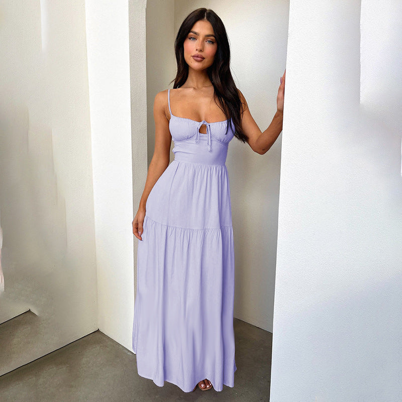 Sling Strip A Swing Holiday Style Dress 2025 New Temperament Strap To The Waist Dress DJPT