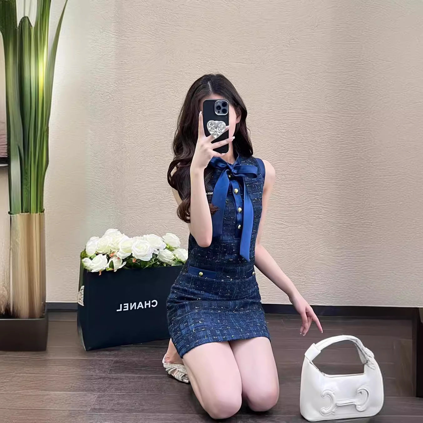 2025 With Coarse Flowers, Silk Sleeveless Dress