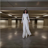 Sexy Fashion Round Collar Folds To The Waist To Repair The Solid Color Temperament Dress