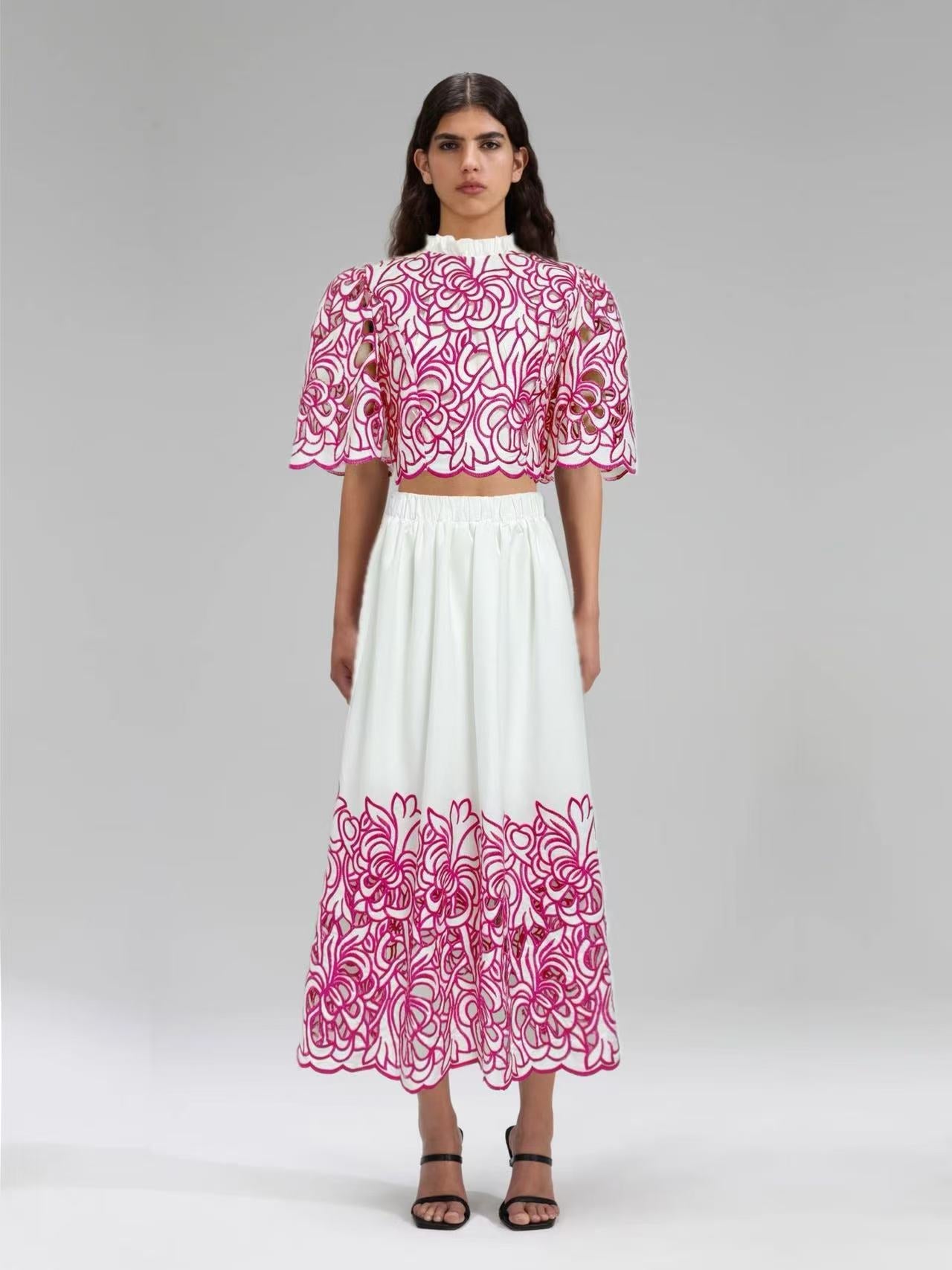2025 New Australian Niche Short-Sleeved Top With Waist-Scuffed Long Dress Fashion Suit Woman