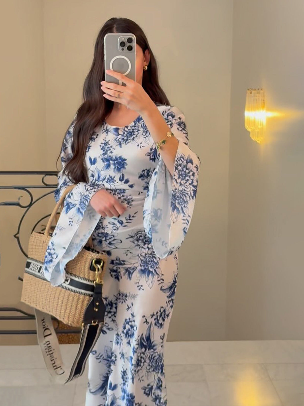 New Women's Fashion Elegant High-Waisted Party Showing Thin Dress Long Sleeve Dress