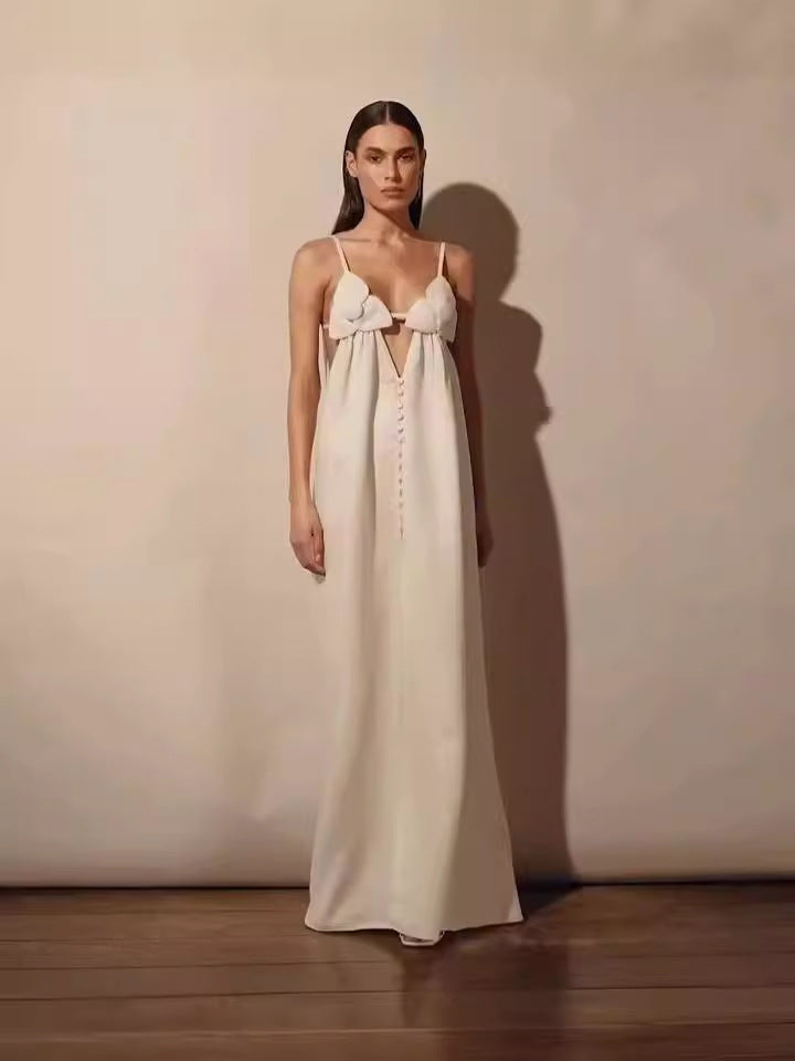 Women's Fashion V-Necked Sling Dress 2024 New Summer Loose Sleeveless Straight Temperament Holiday Dress