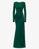 Sexy Fashion Round Collar Folds To The Waist To Repair The Solid Color Temperament Dress