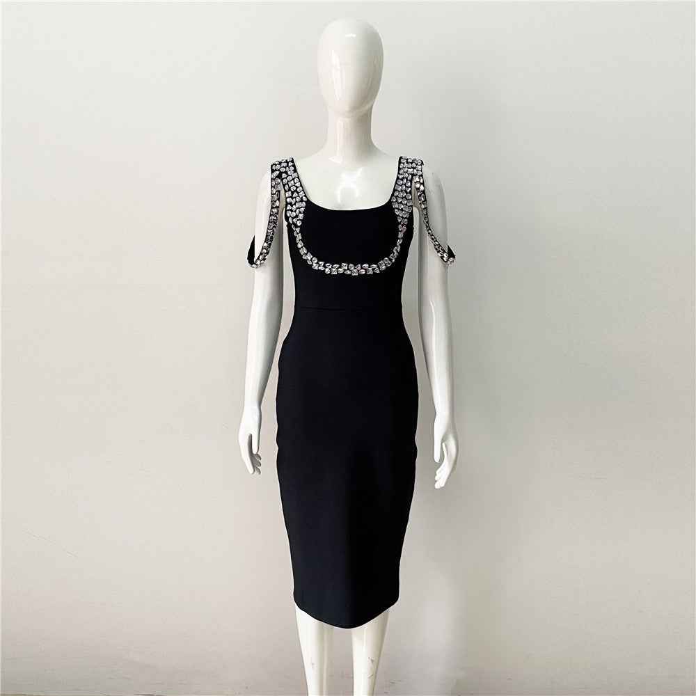 New Sexy Suspension Slamaded Dresses With Sleeveless Dresses For Party Banquet