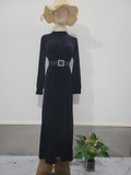 2025 With Belt Large-Size Women's Fashion Pressure Fold Loose Temperament Dress