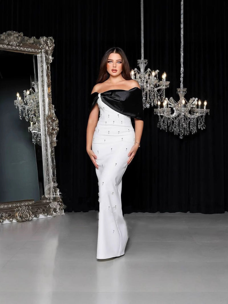 Industry Word Shoulder Banding Dress Party Can Wear French High-End Evening Dress Every Day