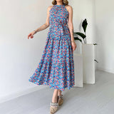 Women's Summer Hanging Sleeveless High-Waisted Body With Temperament Fashion Floral Dress