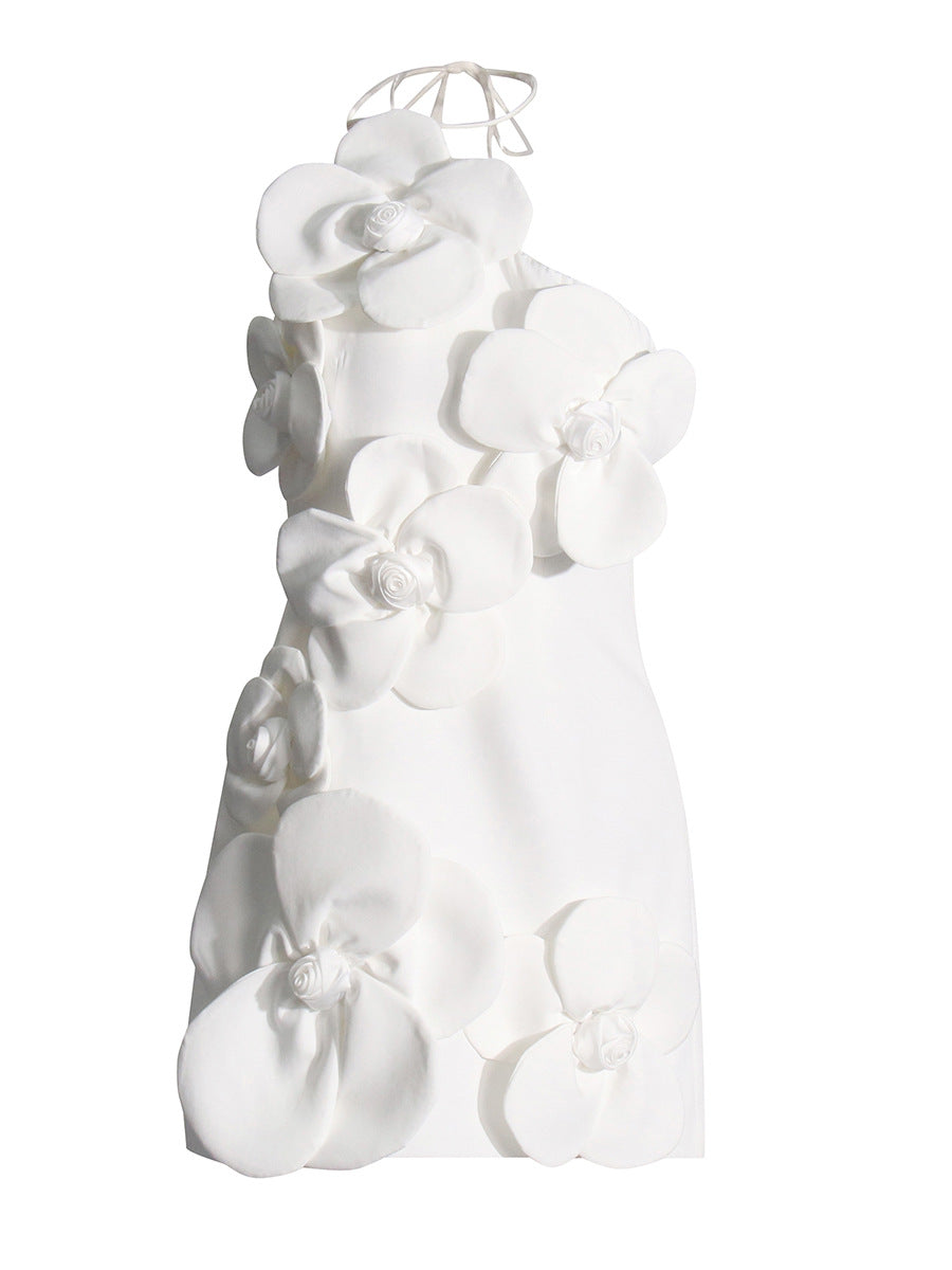 Temperament Temperament Sexy Dress Women's Dress 2025 New Breasts Three-Dimensional Flowers Waist Small Dress
