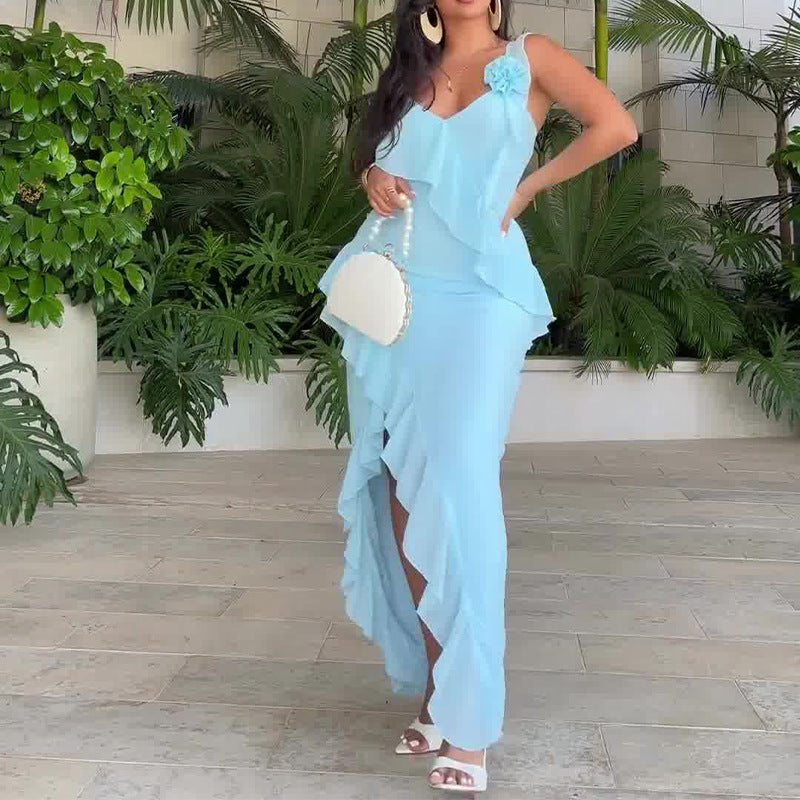 2024 Lace Dress Body Sling With Irregular Opening Long Dress Girl