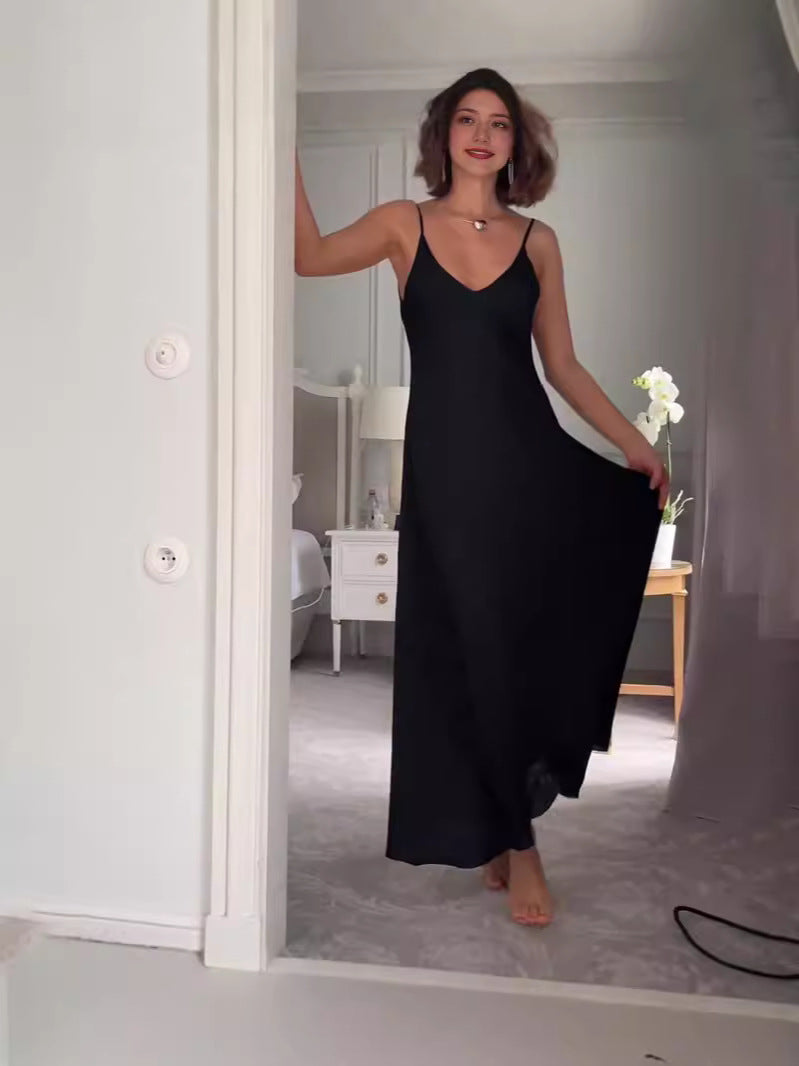 Summer Women's New French Sexy V-Necked Suspension Dress