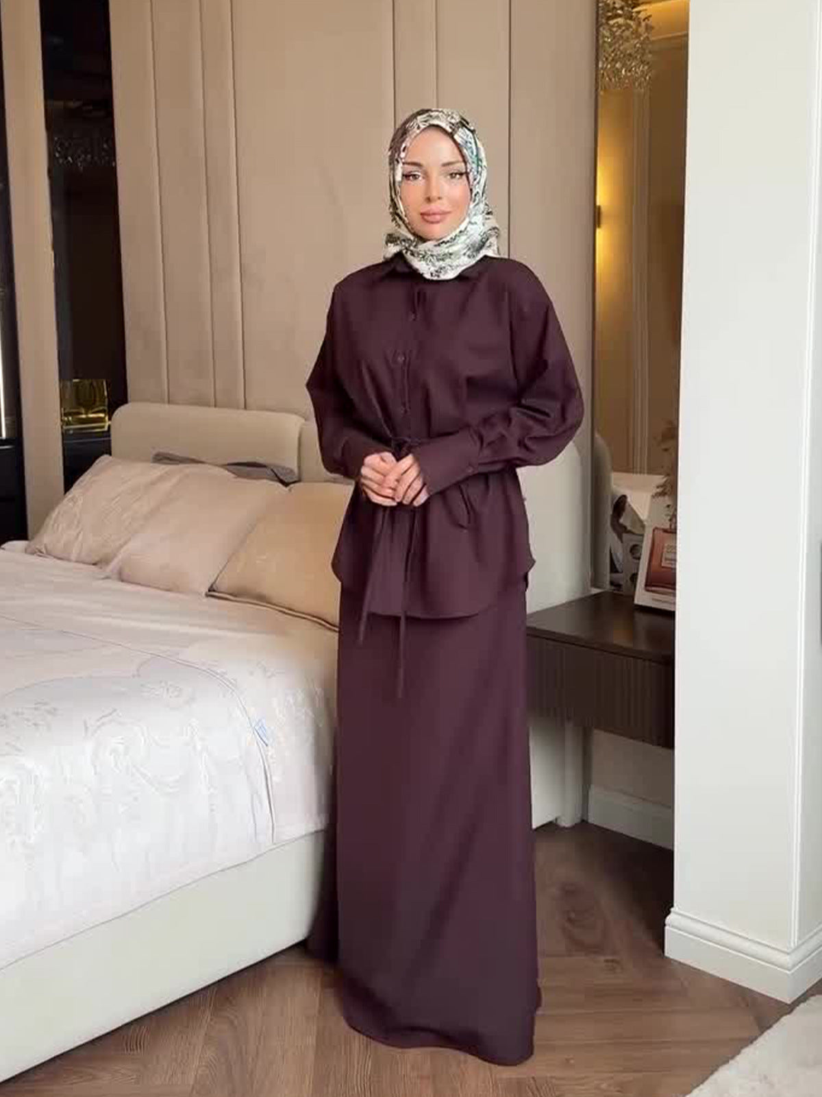 2025 Warm Elegant Noble Long Sleeve Top Comfortable Long Dress Suit Woman
