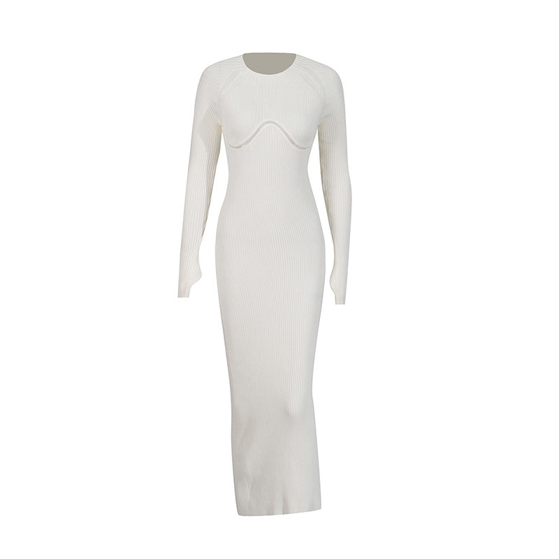 Temperament Sexy Elegant Style Dress 2025 Summer New Round Collar Hollow Design High-Sensing Knitwear Dress Woman