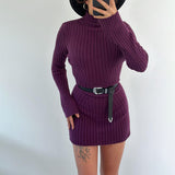 Fashion High-Collar Knitted Short-Form Hip Dress In Autumn 2024