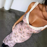 Fragmented V-Neck Folded Slings Slim Dress Woman 2024 Early Spring New Seaside Holiday Dress