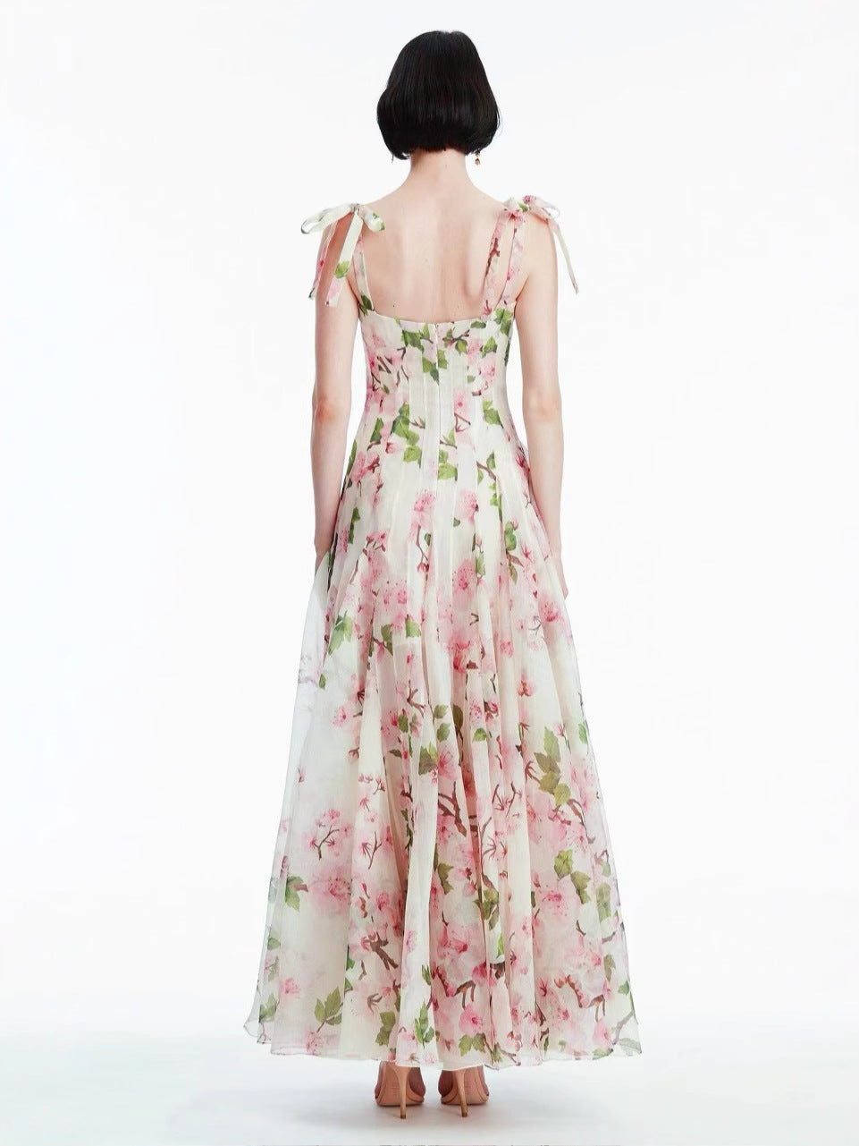 2025 New Slinging Printing Folding Process Long Dress Woman