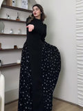 2025 Temperament Long-Sleeved Design Round Collar Small Broken Floral Dress Dress Dress Woman