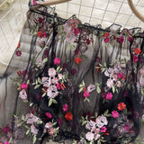 Shoulder Mesh Embroidery Perspective Shirt For Women's Summer Loose Bubble Sleeve Short Hoodie Long-Sleeved Lace Shirt DJPT