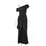Shoulder Mesh Ribbon Dress Dress In New Temperament Black Dress Woman DJPT