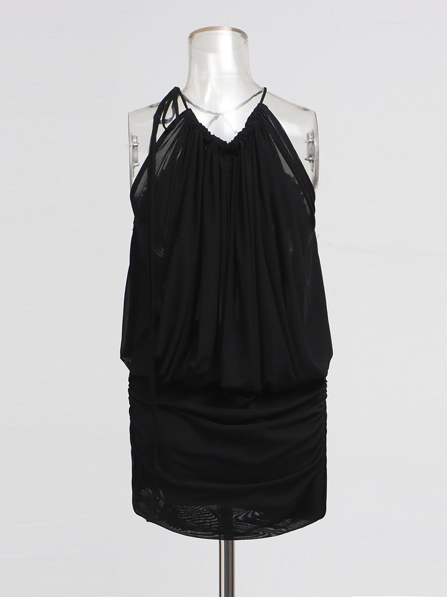 High-End Atmosphere Short Dress 2025 New Short Dress 2025 New Neck Chiffon Dress Dress Women's Dress