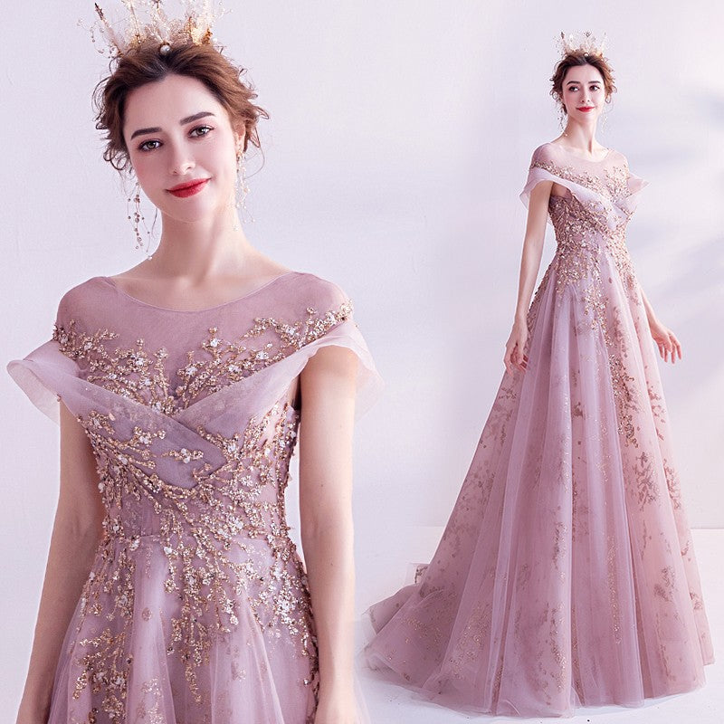 Evening Dress 2025 New Princess Bride Toasting Banquet Annual Engagement Wedding Dress