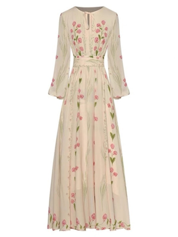 Spring And Summer Small Elegant Fresh Generous Flowers Floating Holiday Dress