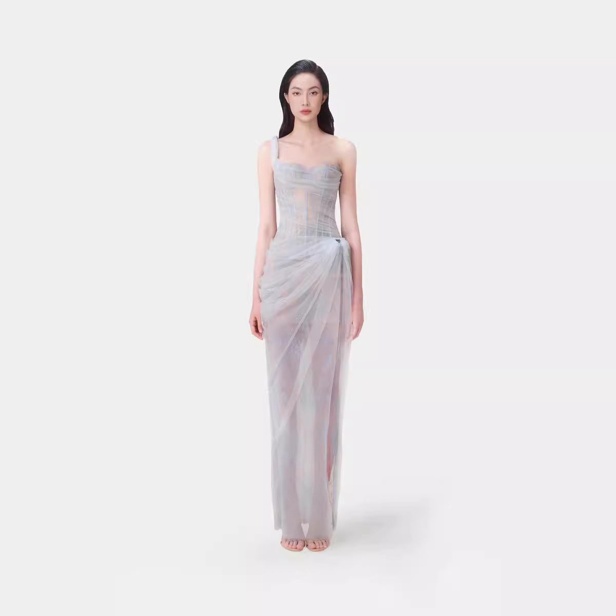 2025 Summer Light Yarn Slinged Dress Dress Dress Salt Mesh Dress Seaside