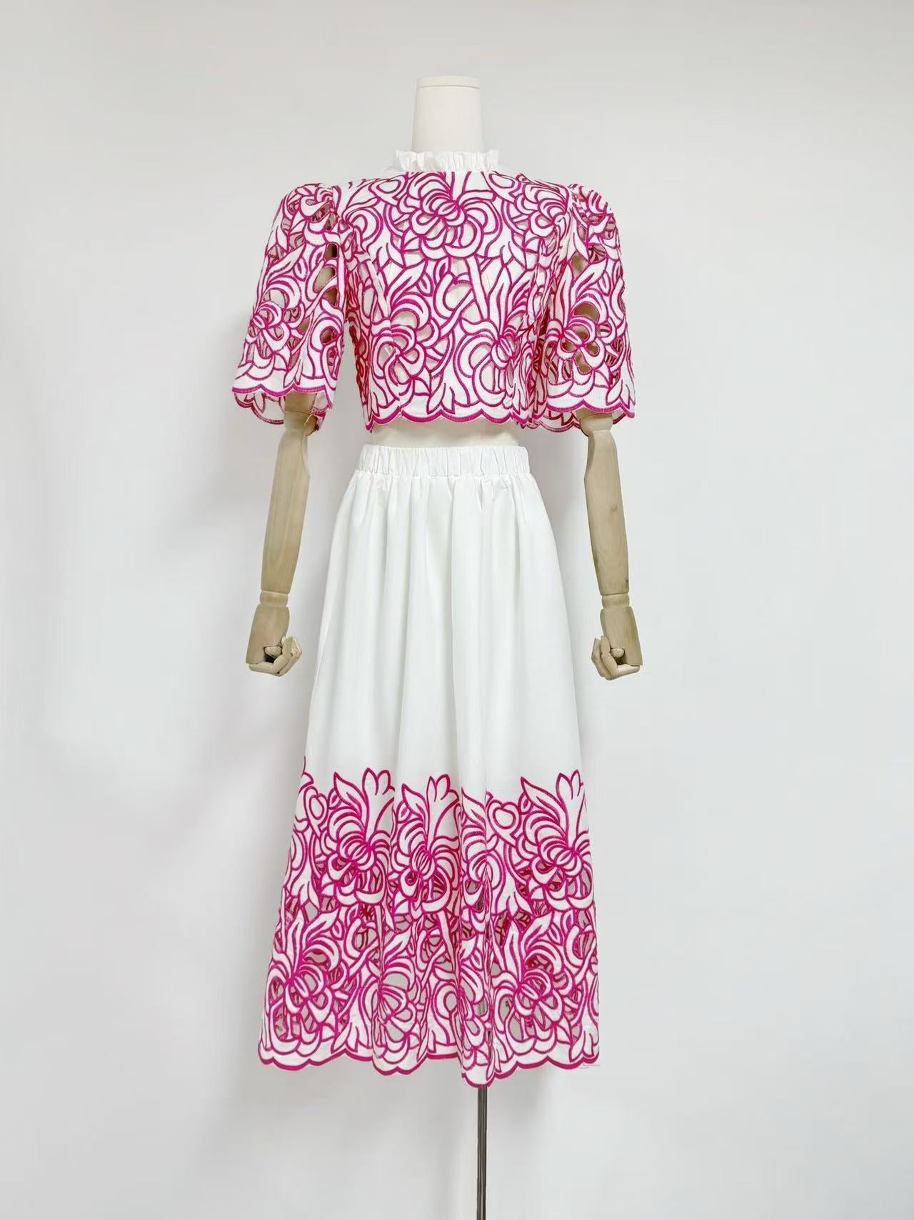 2025 New Australian Niche Short-Sleeved Top With Waist-Scuffed Long Dress Fashion Suit Woman
