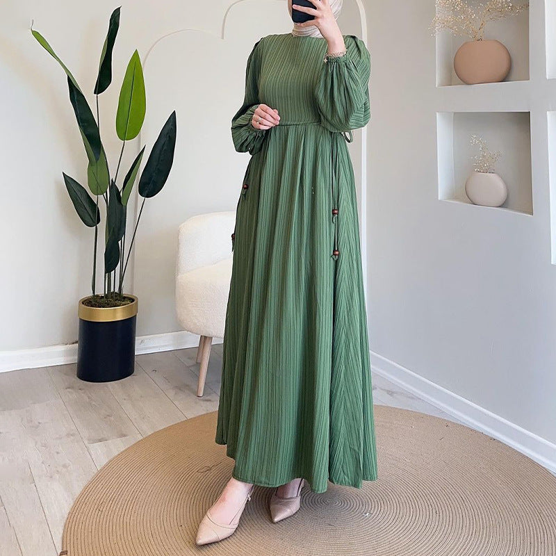 Women's Autumn 2024 Muslim Round Lantern Sleeve Elegant And Comfortable Dress