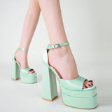 Summer New Side Of The Head Hollow Coarse Silk Satin High-Heeled Fish-Mouthed Women's Shoes Hate The Sky High-Size Show Sandal Tide High Quality Shoes