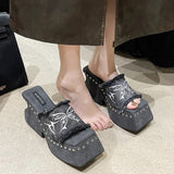 Slippers Women Wear 2024 Summer New Butterfly Thick-Bottomed Slippers Millennium Hot Girls Sexy Toe High-Heeled Sandals High Quality Shoes