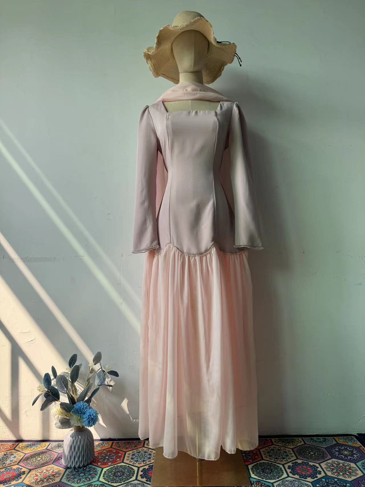 2025 New Hand-Drilled Weaving Woven Tape Design Long-Sleeved Lady Body Dress