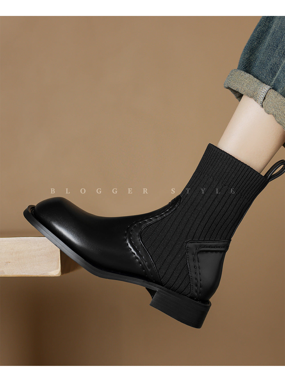 Large-Size Boots Knitted Skinny Short Boots Women's 2024 New Heel Socks Boots High Quality Shoes
