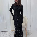 New Comfortable Fashion Round Wave Point Repair Waist Long Dress