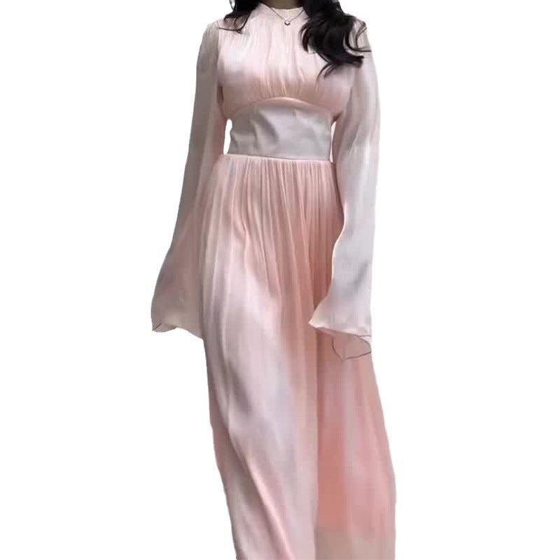 2024 Round Collar Light Dress Slim Slim Light Luxury With Long Skirt