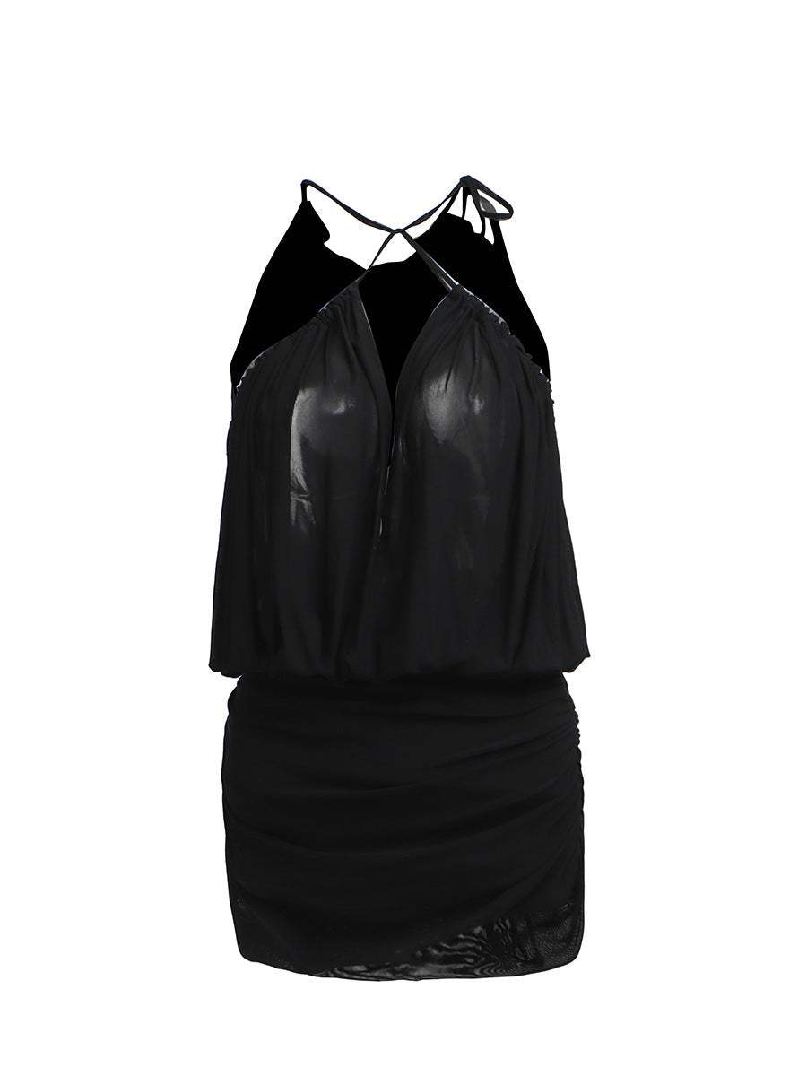 High-End Atmosphere Short Dress 2025 New Short Dress 2025 New Neck Chiffon Dress Dress Women's Dress