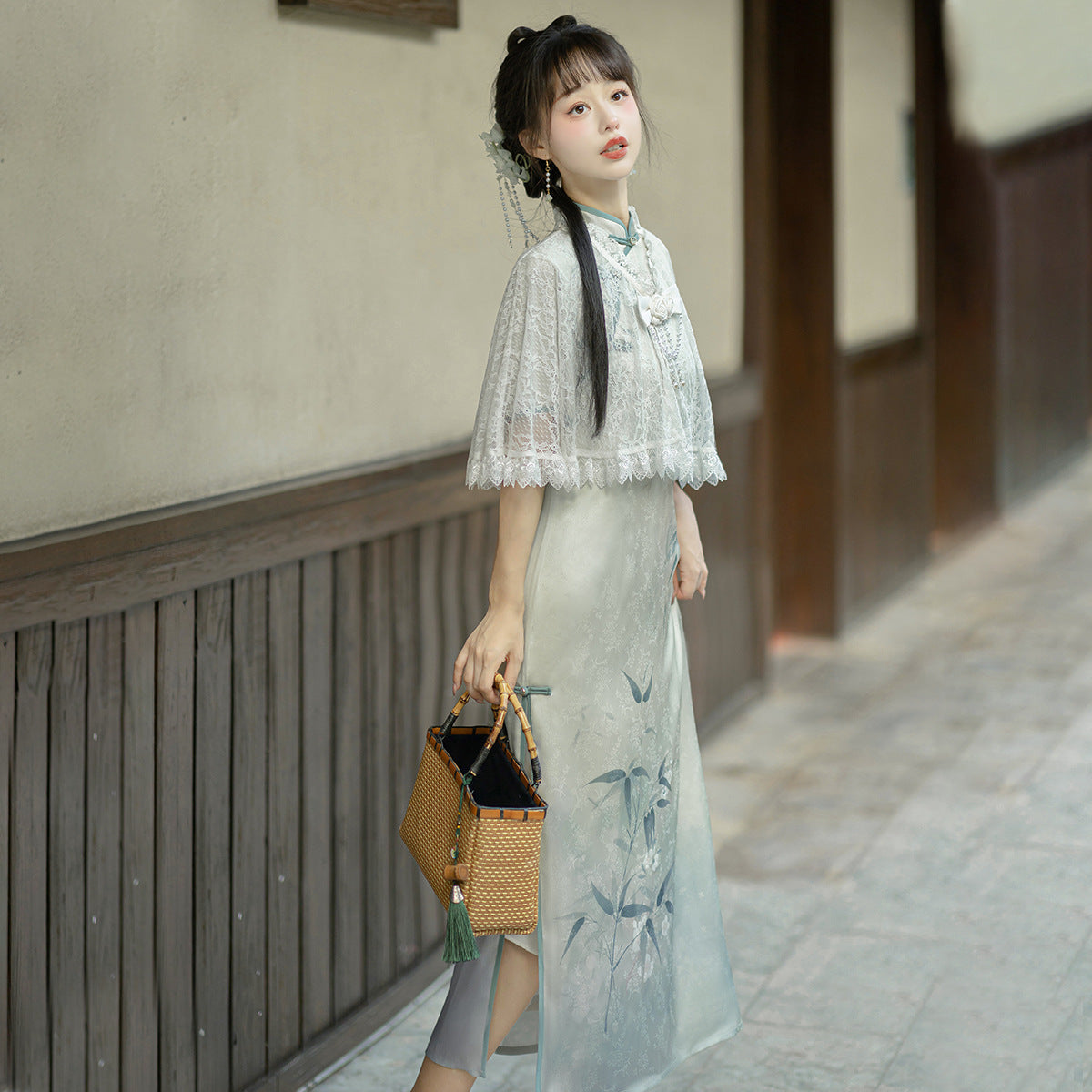 Empty Mountain New Rain Hanfu Women's Chinese Style To Improve The Daily Chinese Elements Cheongsam Dress Set 8689