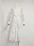 2024 Australian Fashion Elegant Collar Lantern Sleeve With Belt Embroidered Air Dress Dress