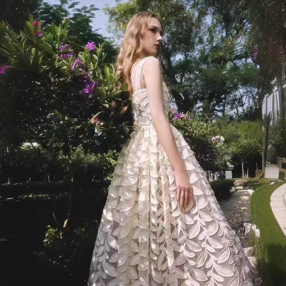 2025 Three-Dimensional Leaf Embroidery Dress 2024 Sling Dress Skirt