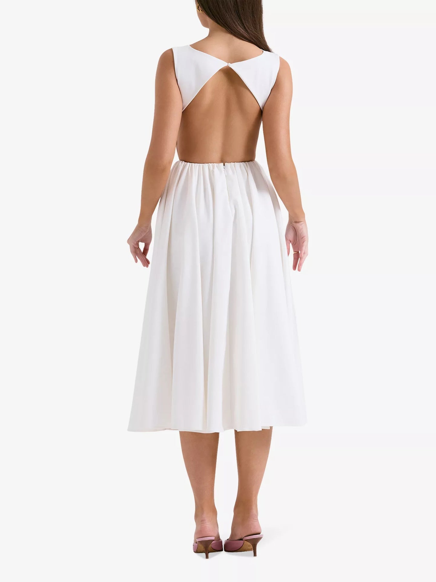 Summer Women's New French Dew Solid Color Premium Holiday Dress