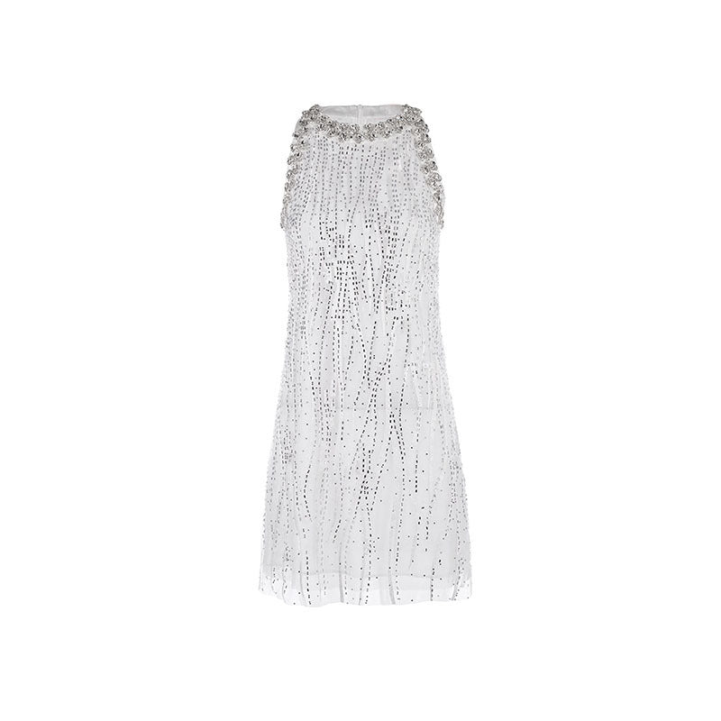 Summer New Chen Heavy Industry Drill Embroidery Birthday Party Small Dress Embellished With Sleeveless Lien Dress