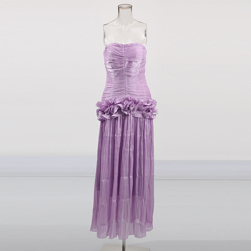 Yuanfeng Light Luxury Evening Dress 2025 New Women's Summer Breast Flavor Flavor To Waist Leaf Sides And Matching Dresses