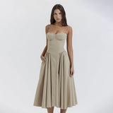 Dress Body Sexy Dew Mid-Slit Dress Collar Fine Shoulder Strap Mid-Slings Boom Skirt
