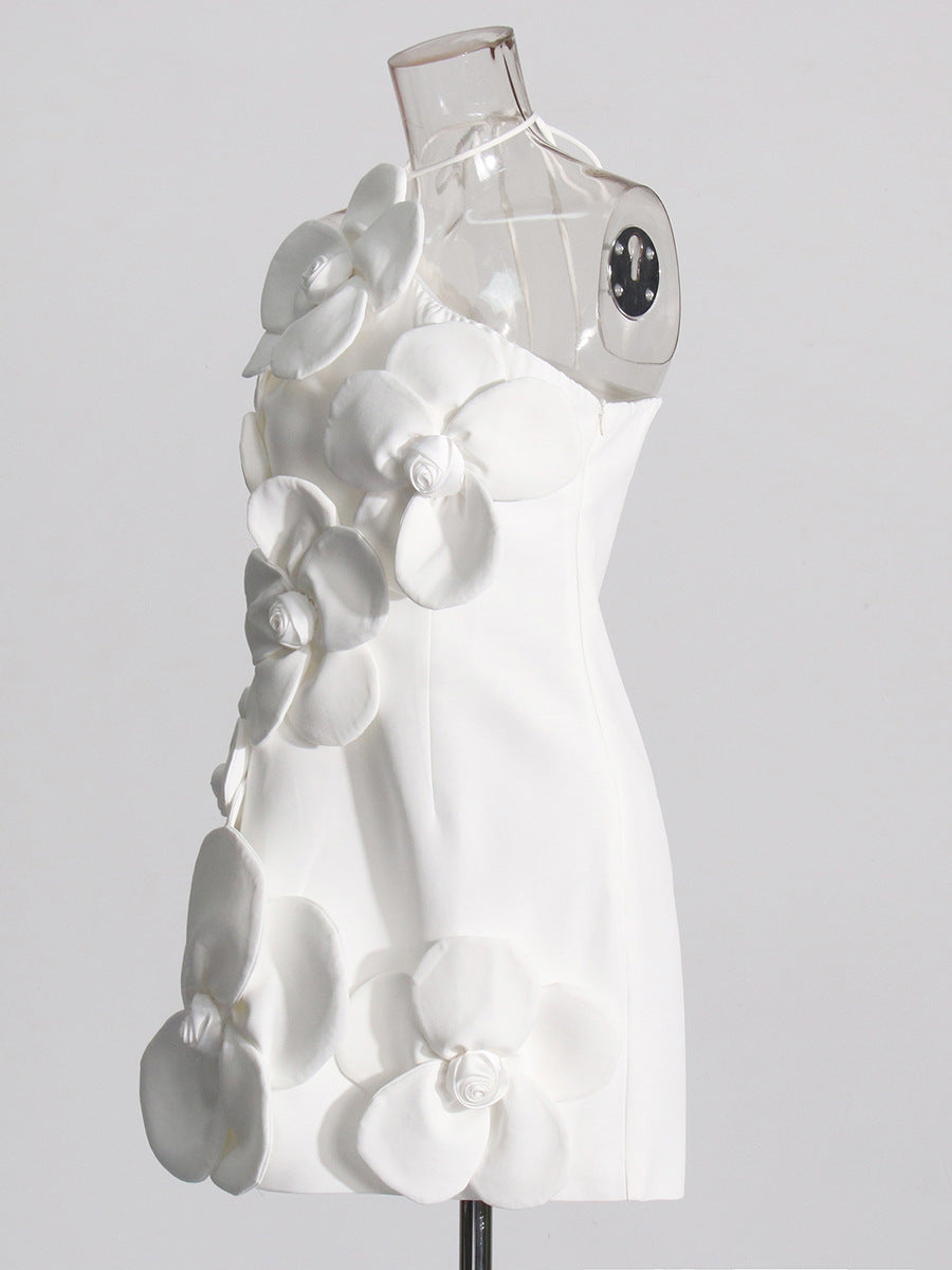 Temperament Temperament Sexy Dress Women's Dress 2025 New Breasts Three-Dimensional Flowers Waist Small Dress