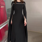 And Winter Fashion Elegant New Solid Color Long Sleeve Dress Women's Dress Dress