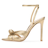 Large Size Shallow Gold PU Fine High Heel Sandals Fashion Banquet Party Shoes Direct Sales High Quality Shoes