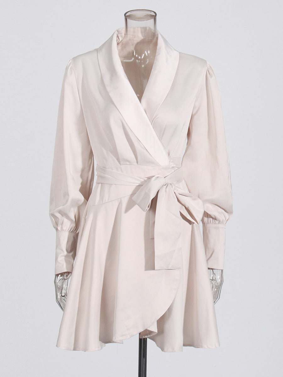 Temperament High Sense Bonded Skirt Women's Dresses Spring 2025 New Collared And Solid-Colored Shirt Skirt