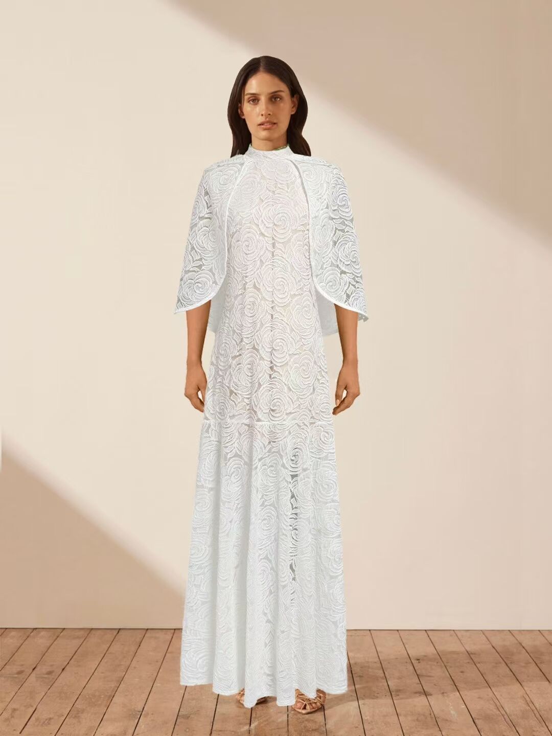 Ladies 2025 Spring Party Collar Shawl Stylish Elegant Yellow Lace Dress Dress Dress Dress Dress