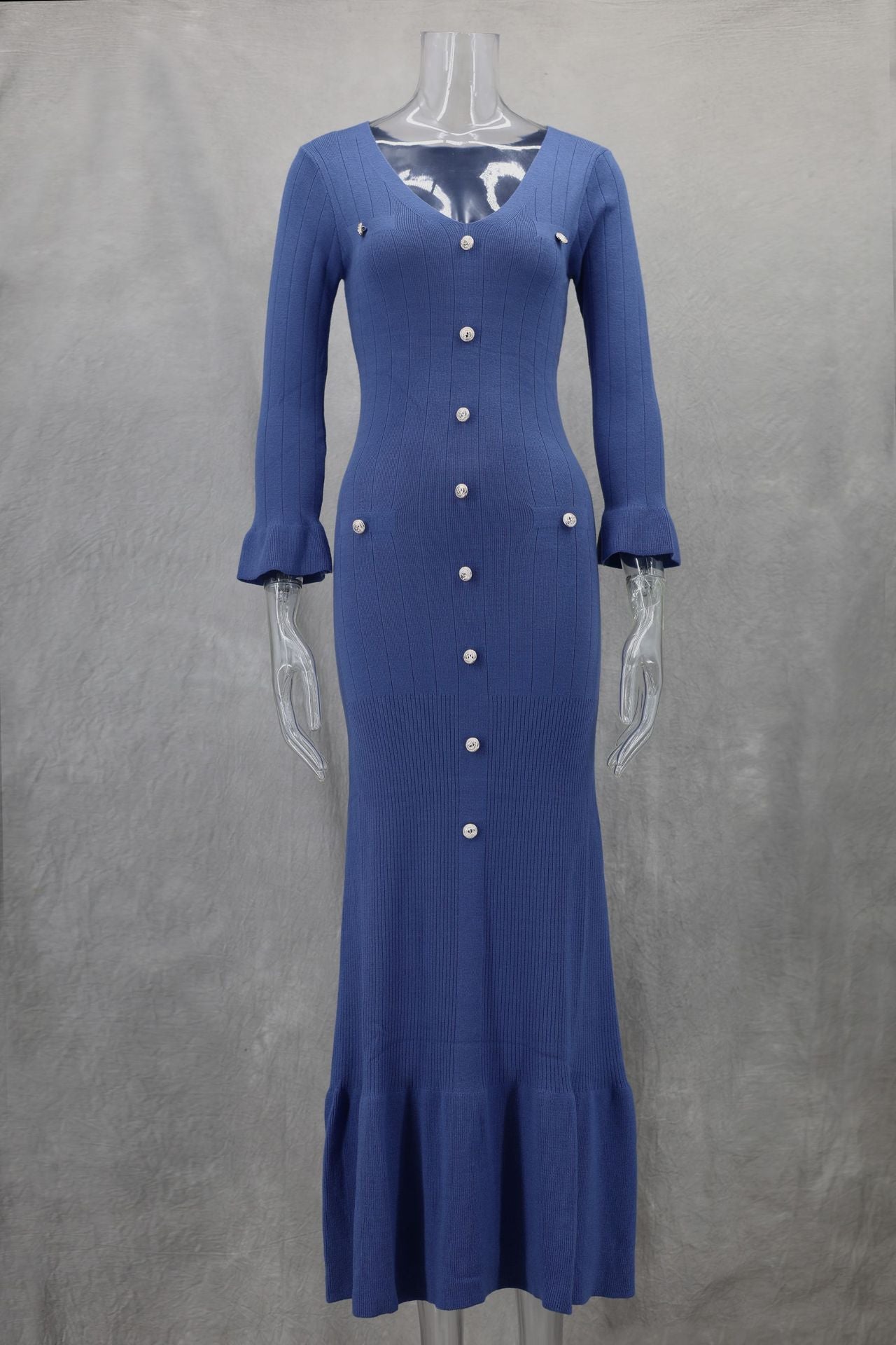 2024 Long-Sleeved Dress With Slim Skinny Knitted Long-Sleeved Dress