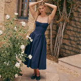 Dress Body Sexy Dew Mid-Slit Dress Collar Fine Shoulder Strap Mid-Slings Boom Skirt