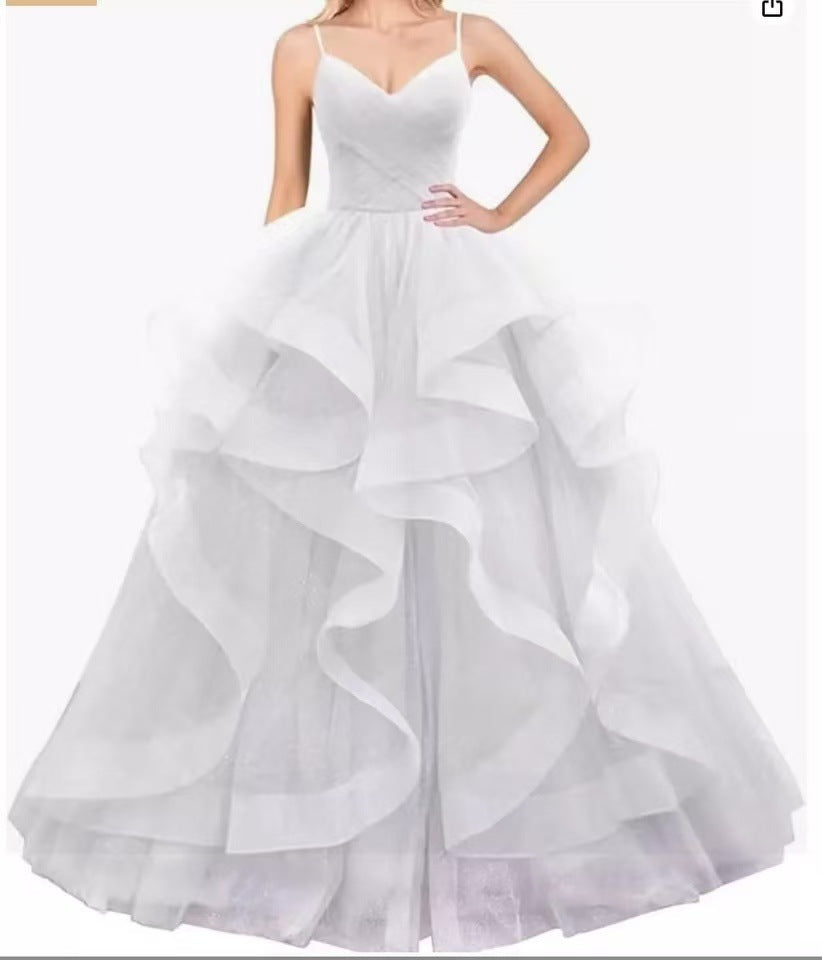 Evening Dress 2025 New Long Temperament Thin Niche Light Fairy Host Dress Dress Woman